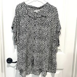 Alex & Jordan Women's‎ 3X Sleeveless Buttoned Pattern Blouse Rayon Workgorp